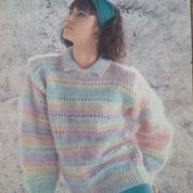 ARGYLL KNITTING PATTERN 838 EYELET SWEATER KNITTED IN FLUFFY CHUNKY