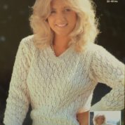 ARGYLL KNITTING PATTERN 393 LADY’S V OR ROUND NECK LACY SWEATER