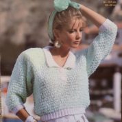 ARGYLL KNITTING PATTERN 899 SNAPPY KNITS SWEATER WITH CONTRAST RIBS