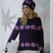 James C brett Knitting Pattern Sweater And Hat JB193 Double Knitting Snowflakes