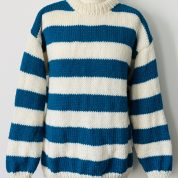 Kingfisher Blue and Cream Stripes
